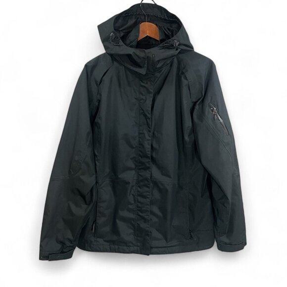 Eddie Bauer Jacket Men Large Weather Edge Black Hooded Windbreaker Rain Jacket - Picture 1 of 16